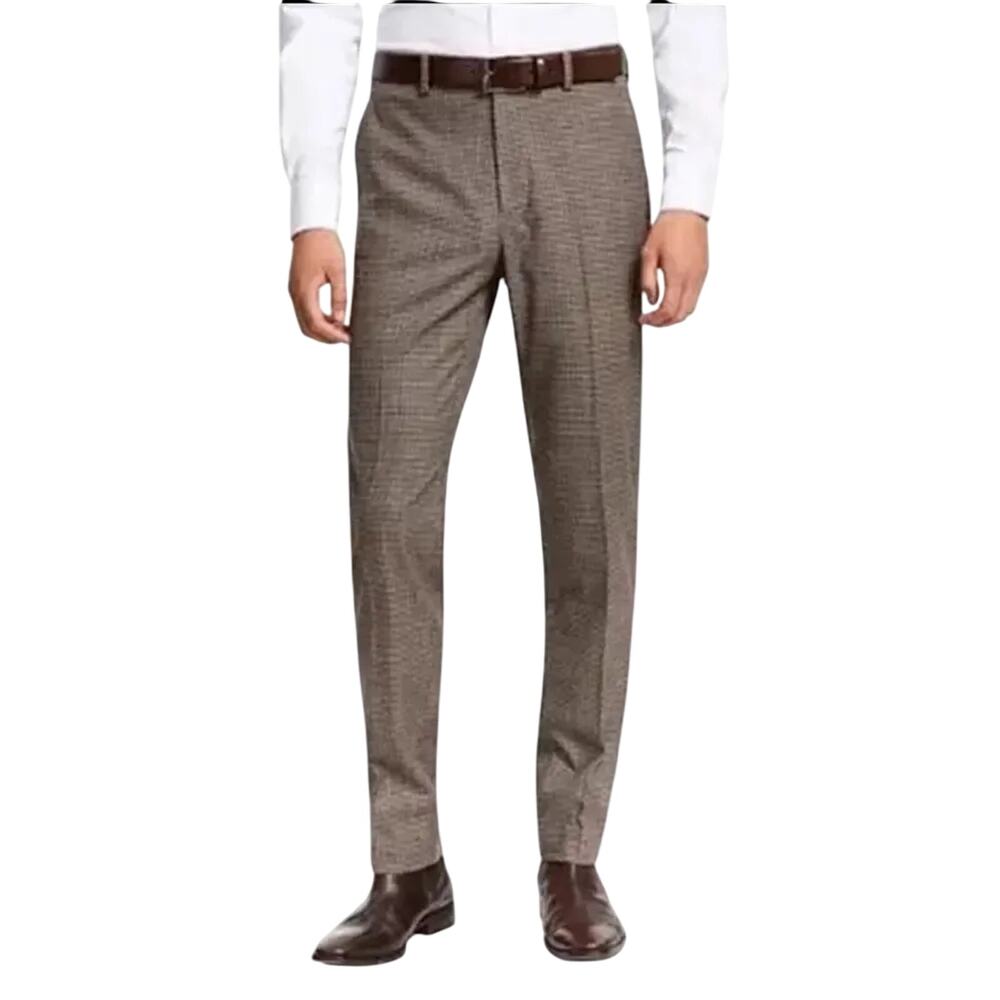 BAR III Slim Fit Stretch Check Print Dress Pants 30W x 32L New with Tag